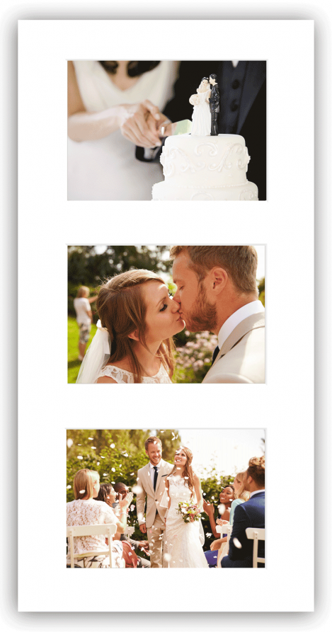 Egen tillverkning - Passepartouter Collagepasse-partout Wit 3 Foto's - Op maat gemaakt (Witte kern)