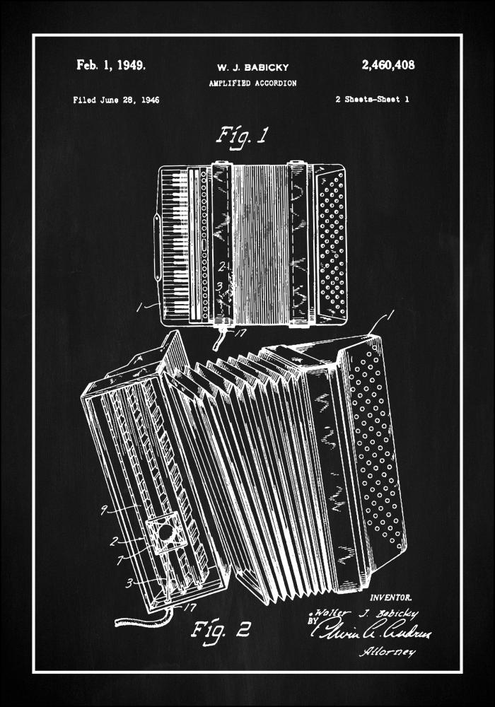 Bildverkstad Patent Print - Amplified Accordion I - Black