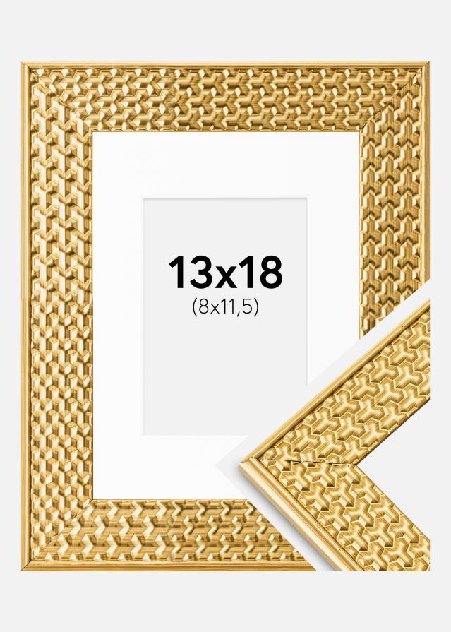 Ram med passepartou Fotolijst Grace Goud 13x18 cm - Passe-partout Wit 9x12 cm