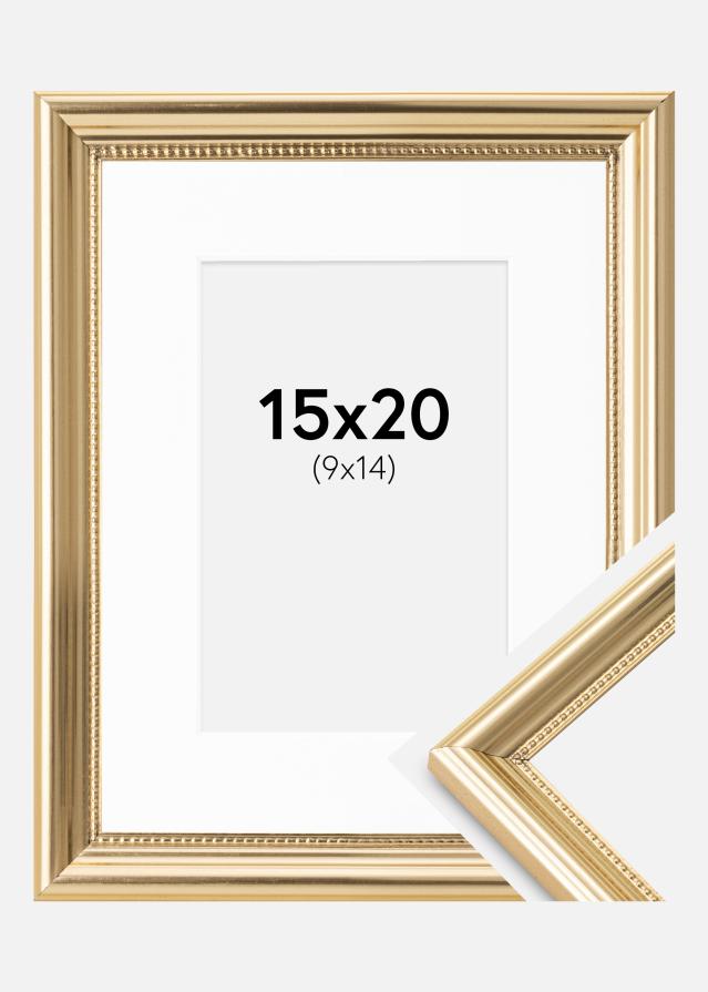 Ram med passepartou Fotolijst Gala Goud 15x20 cm - Passe-partout Wit 10x15 cm