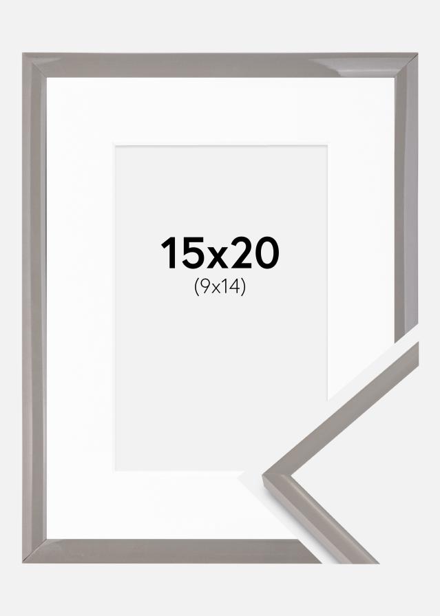 Ram med passepartou Fotolijst New Lifestyle aarde grijs 15x20 cm - Passe-partout Wit 10x15 cm
