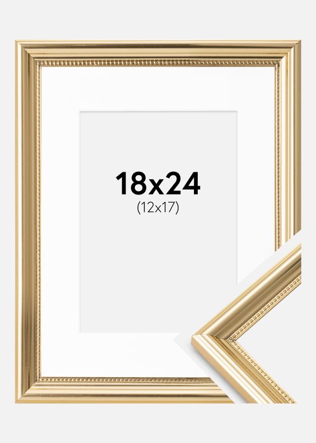 Ram med passepartou Fotolijst Gala Goud 18x24 cm - Passe-partout Wit 13x18 cm