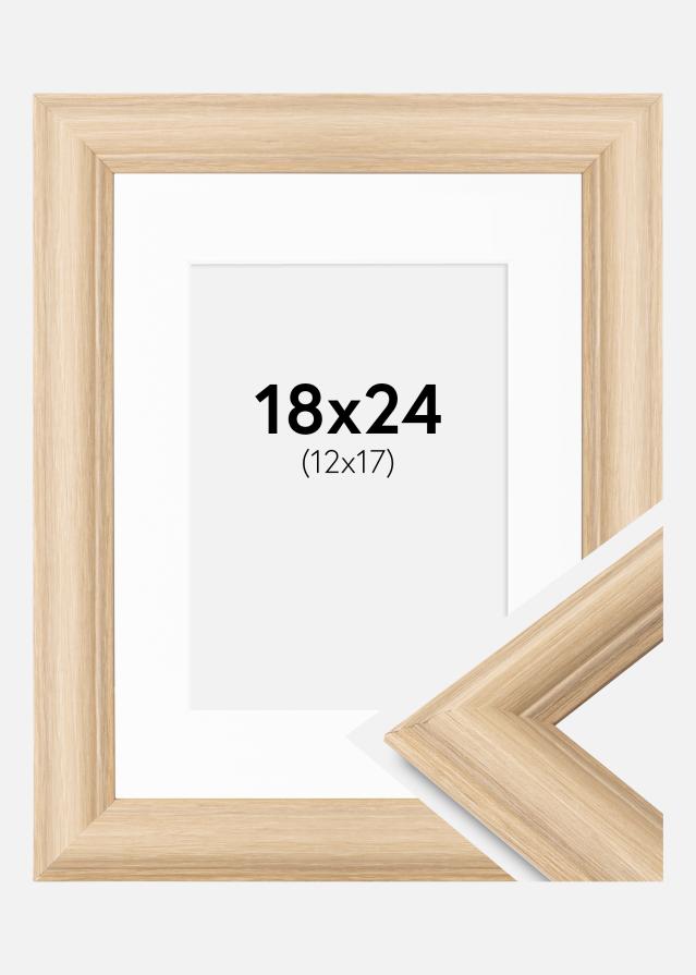 Ram med passepartou Fotolijst Västkusten Eikenhout 18x24 cm - Passe-partout Wit 13x18 cm