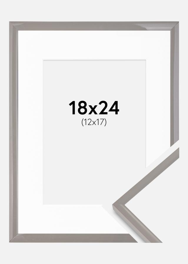 Ram med passepartou Fotolijst New Lifestyle aarde grijs 18x24 cm - Passe-partout Wit 13x18 cm