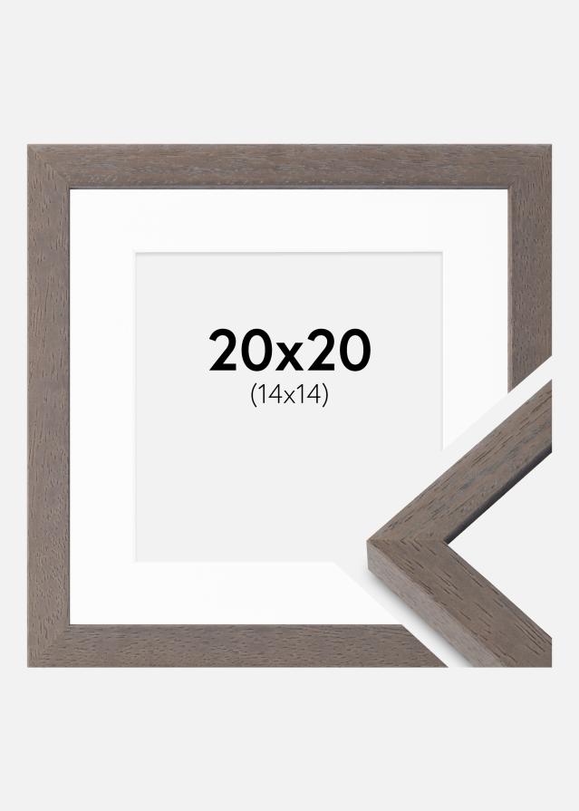 Ram med passepartou Fotolijst Hermes Grijs 20x20 cm - Passe-partout Wit 15x15 cm