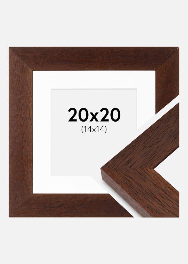Ram med passepartou Fotolijst Juno Teak 20x20 cm - Passe-partout Wit 15x15 cm