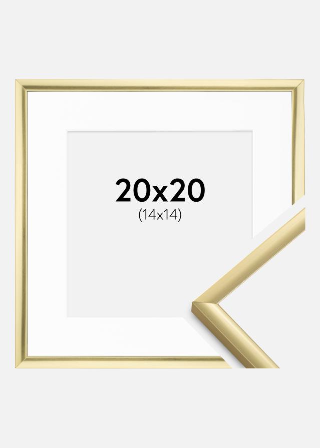 Ram med passepartou Fotolijst New Lifestyle Goud 20x20 cm - Passe-partout Wit 15x15 cm
