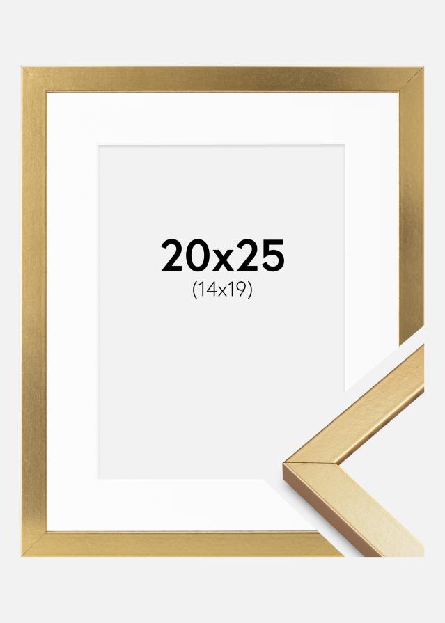 Ram med passepartou Fotolijst Minerva Goud 20x25 cm - Passe-partout Wit 15x20 cm