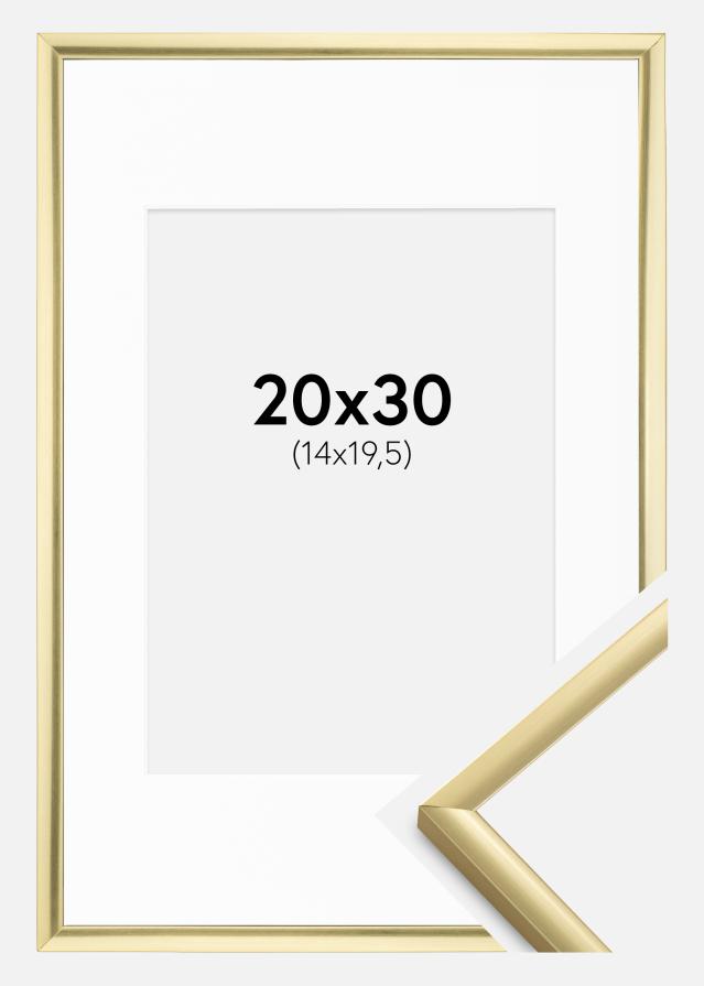 Ram med passepartou Fotolijst New Lifestyle Goud 20x30 cm - Passe-partout Wit 15x21 cm (A5)