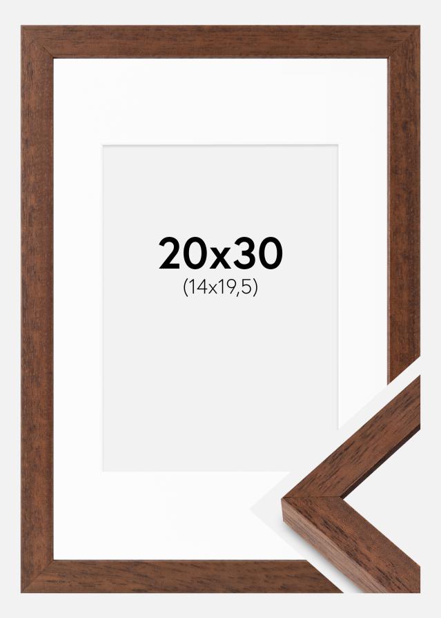Ram med passepartou Fotolijst Hermes Teak 20x30 cm - Passe-partout Wit 15x21 cm