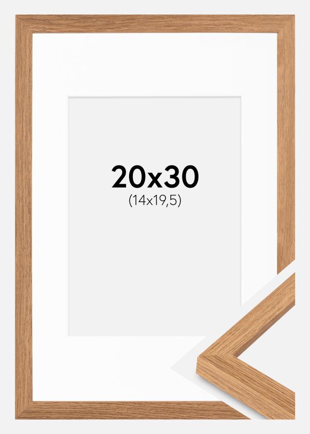 Ram med passepartou Fotolijst Modern Teak 20x30 cm - Passe-partout Wit 15x21 cm