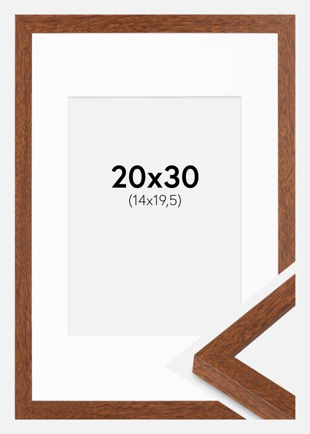 Ram med passepartou Fotolijst Modern warm bruin 20x30 cm - Passe-partout Wit 15x21 cm