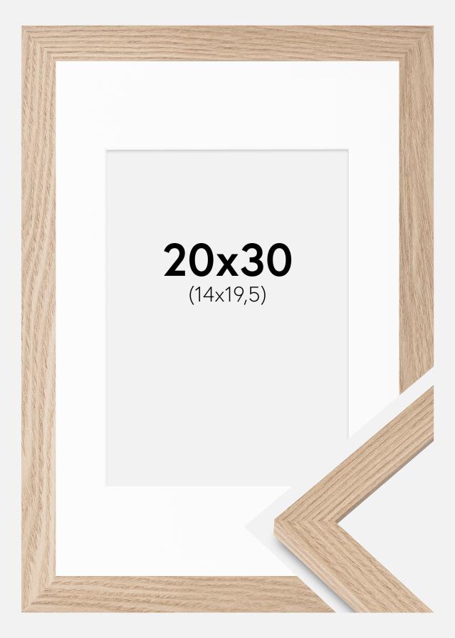 Ram med passepartou Fotolijst BGA Classic Eik 20x30 cm - Passe-partout Wit 15x21 cm
