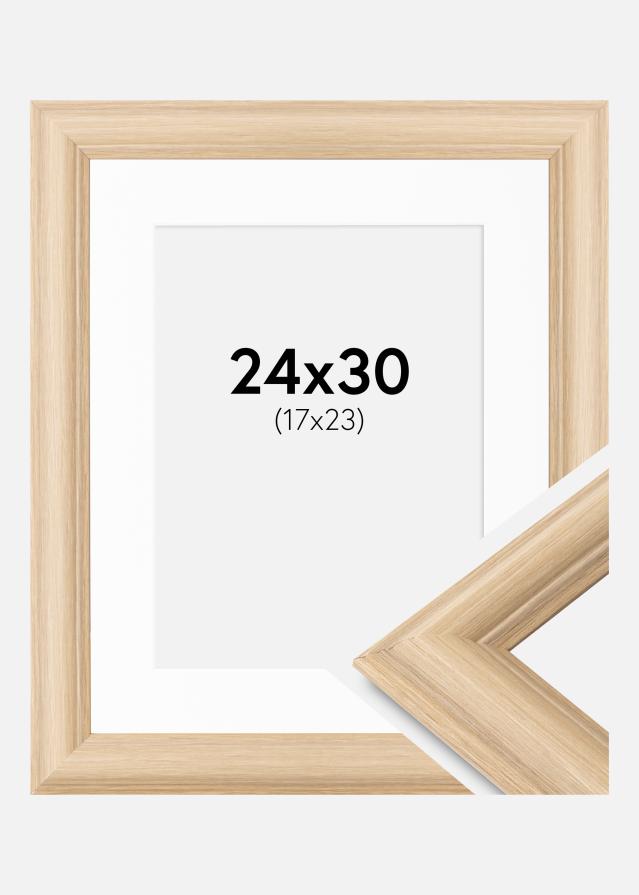 Ram med passepartou Fotolijst Västkusten Eikenhout 24x30 cm - Passe-partout Wit 18x24 cm