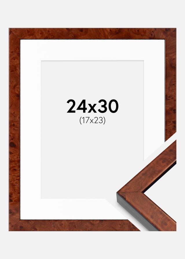 Ram med passepartou Fotolijst Hermes okkernoot 24x30 cm - Passe-partout Wit 18x24 cm