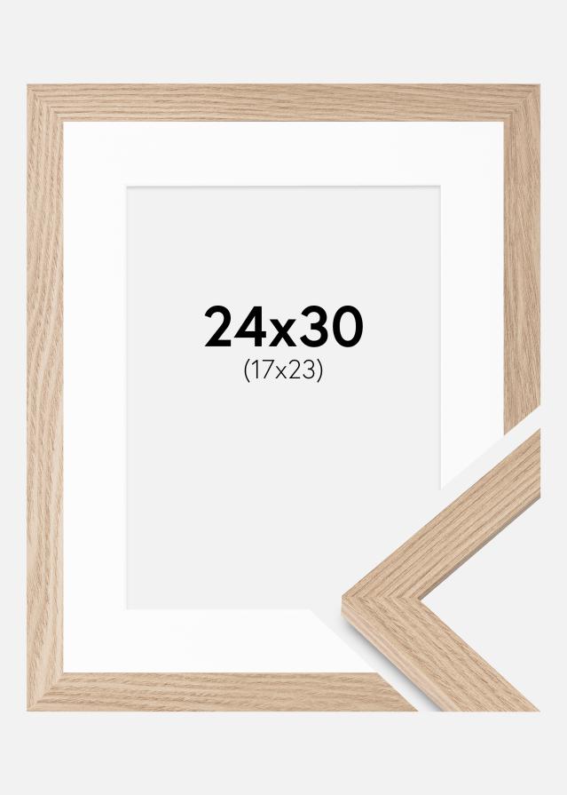 Ram med passepartou Fotolijst BGA Classic Eik 24x30 cm - Passe-partout Wit 18x24 cm