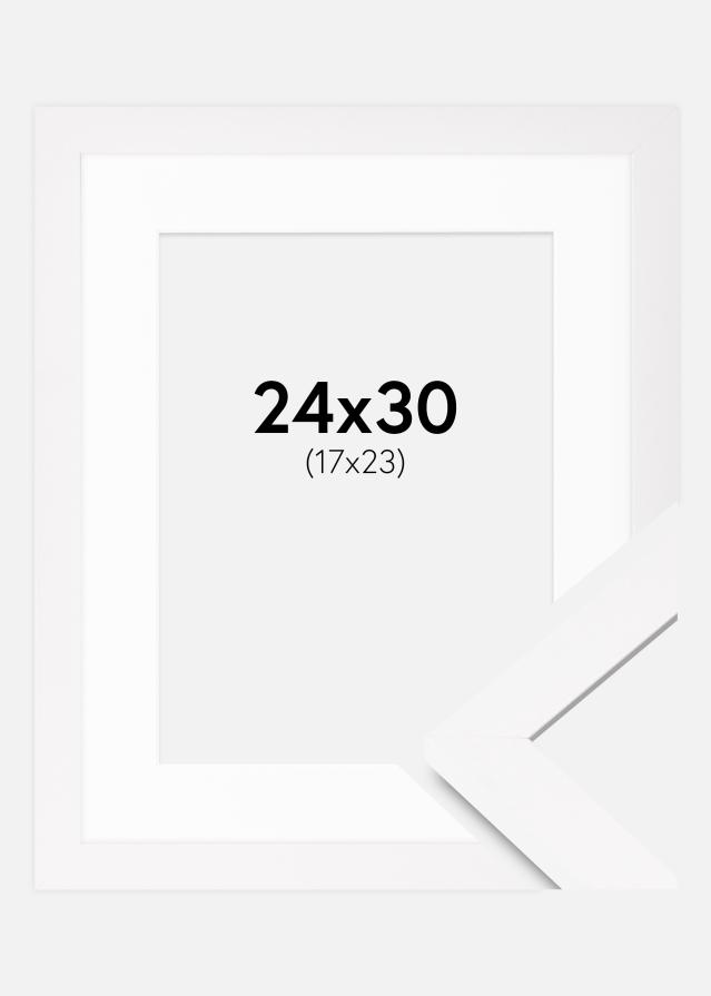 Ram med passepartou Fotolijst BGA Classic Wit 24x30 cm - Passe-partout Wit 18x24 cm