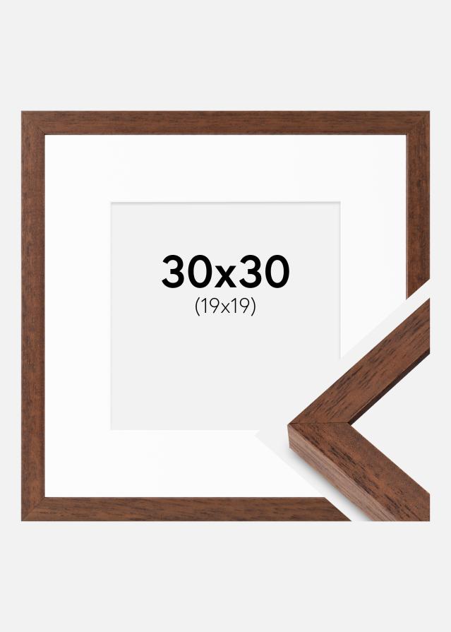 Ram med passepartou Fotolijst Hermes Teak 30x30 cm - Passe-partout Wit 20x20 cm