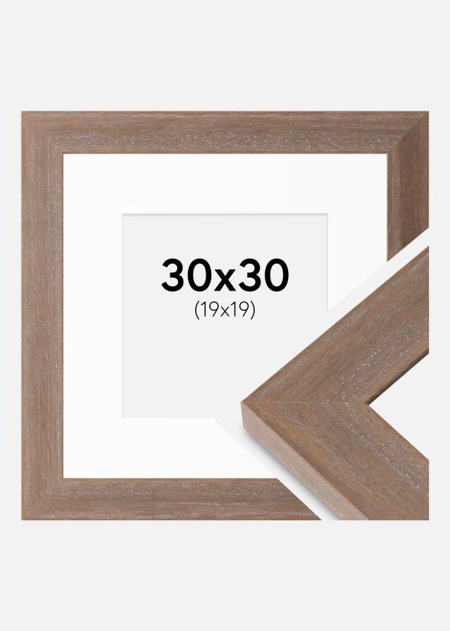 Ram med passepartou Fotolijst Juno Grijs 30x30 cm - Passe-partout Wit 20x20 cm