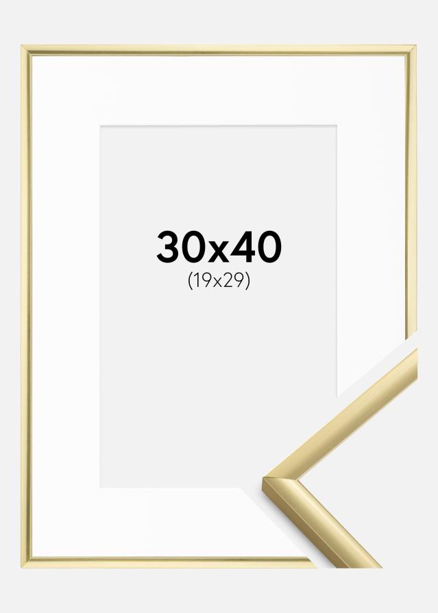 Ram med passepartou Fotolijst New Lifestyle Goud 30x40 cm - Passe-partout Wit 20x30 cm