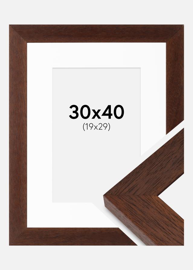 Ram med passepartou Fotolijst Juno Teak 30x40 cm - Passe-partout Wit 20x30 cm