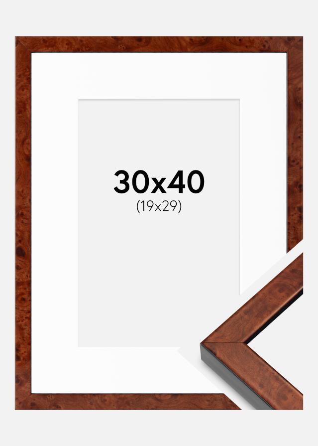 Ram med passepartou Fotolijst Hermes okkernoot 30x40 cm - Passe-partout Wit 20x30 cm