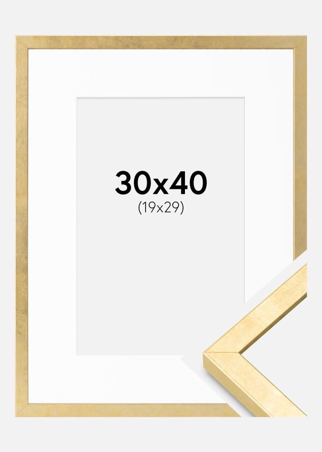Ram med passepartou Fotolijst Ares Goud 30x40 cm - Passe-partout Wit 20x30 cm