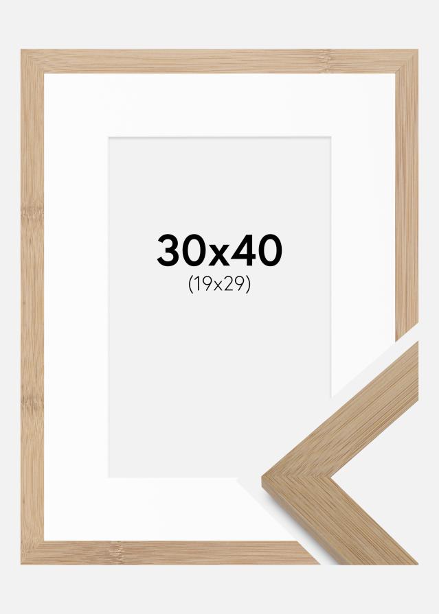 Ram med passepartou Fotolijst Hoei Bambu 30x40 cm - Passe-partout Wit 20x30 cm