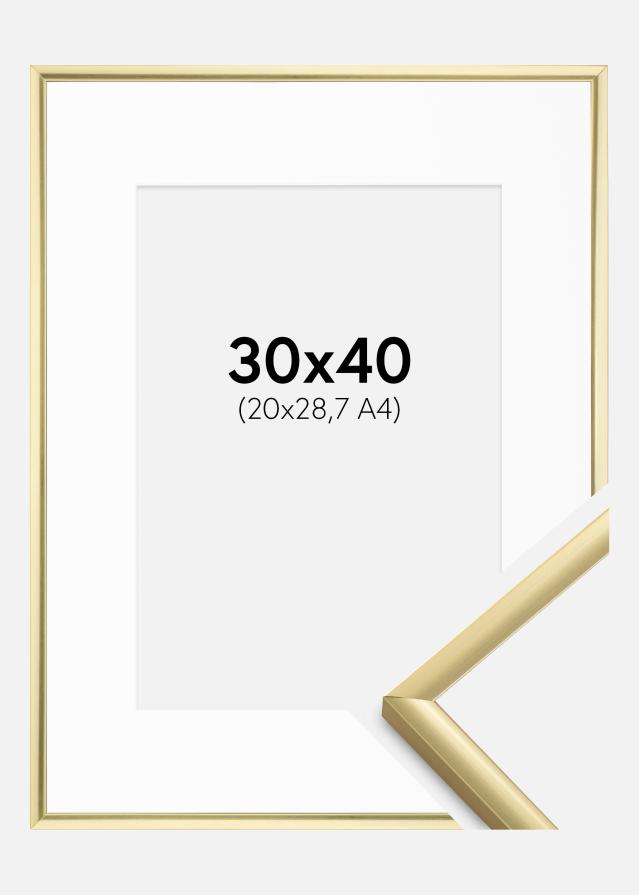Ram med passepartou Fotolijst New Lifestyle Goud 30x40 cm - Passe-partout Wit 21x29,7 cm (A4)