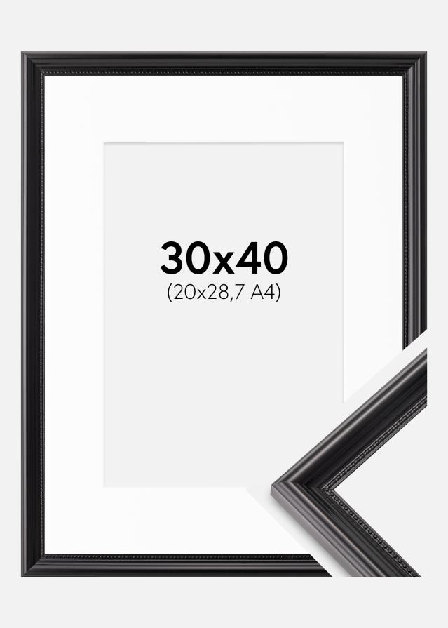 Ram med passepartou Fotolijst Gala Zwart 30x40 cm - Passe-partout Wit 21x29,7 cm (A4)