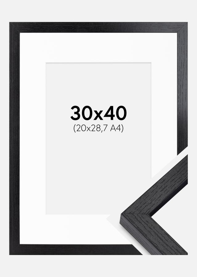 Ram med passepartou BGA Doos Fotolijst Zwart 30x40 cm - Passe-partout Wit 21x29,7 cm