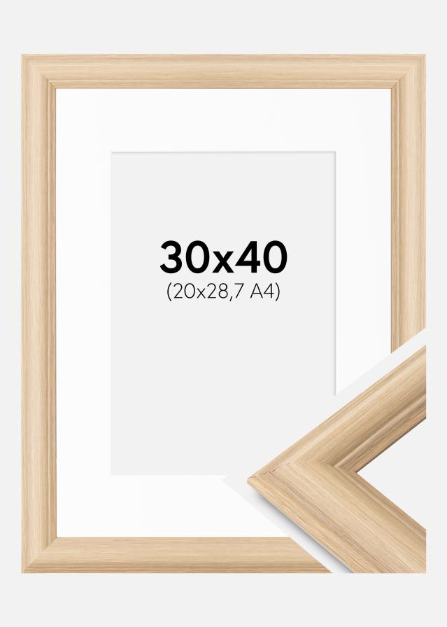 Ram med passepartou Fotolijst Västkusten Eikenhout 30x40 cm - Passe-partout Wit 21x29,7 cm (A4)