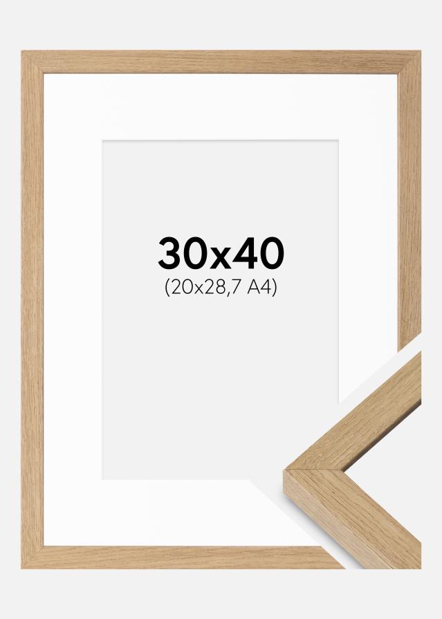 Ram med passepartou Fotolijst Hermes Natuurlijk Eik 30x40 cm - Passe-partout Wit 21x29,7 cm