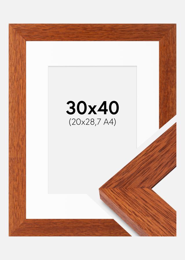 Ram med passepartou Fotolijst Juno Kers 30x40 cm - Passe-partout Wit 21x29,7 cm