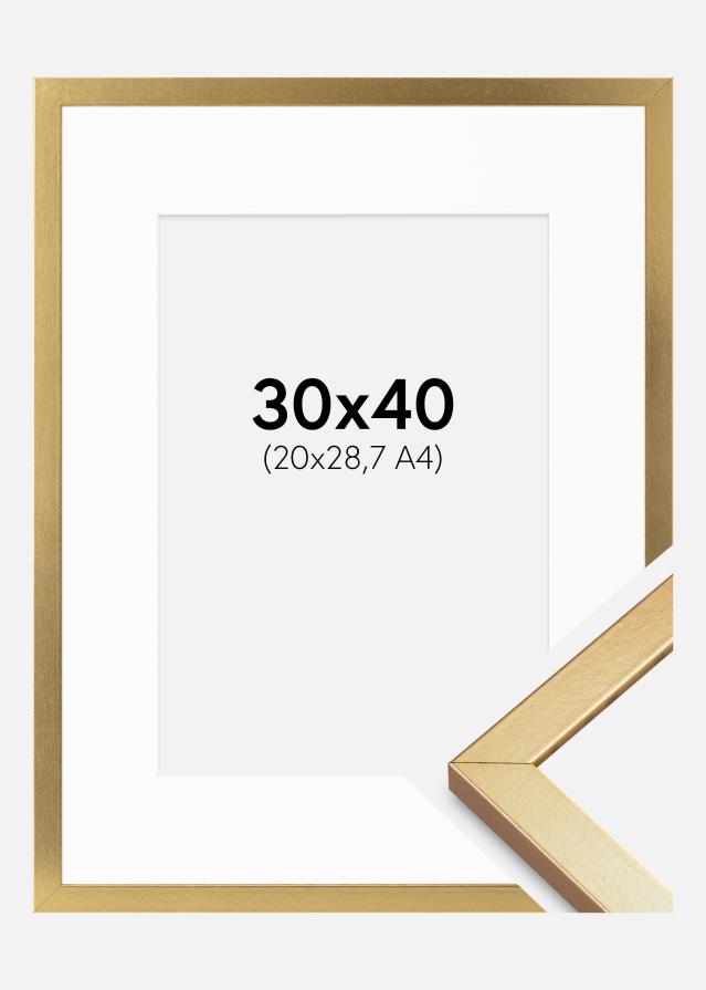 Ram med passepartou Fotolijst Minerva Goud 30x40 cm - Passe-partout Wit 21x29,7 cm