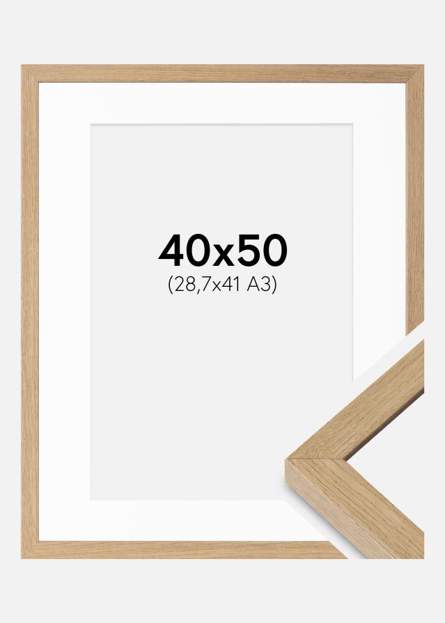 Ram med passepartou Fotolijst Hermes natuurlijk Eik 40x50 cm - Passe-partout Wit 29,7x42 cm