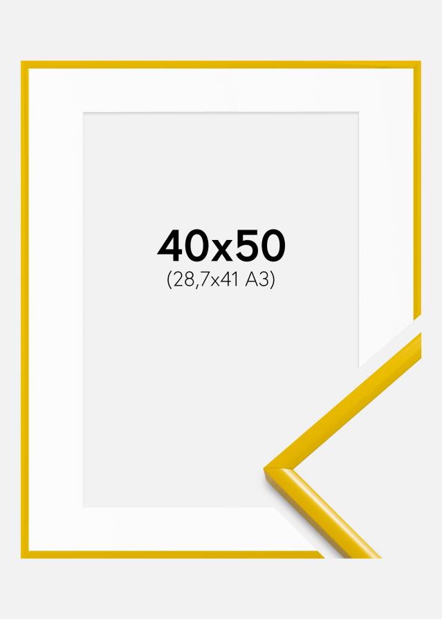 Ram med passepartou Fotolijst New Lifestyle Geel 40x50 cm - Passe-partout Wit 29,7x42 cm