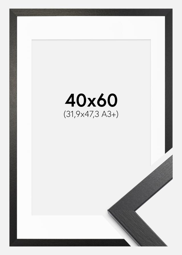 Ram med passepartou Fotolijst Stilren zwart eik 40x60 cm - Passe-partout Wit 32,9x48,3 cm