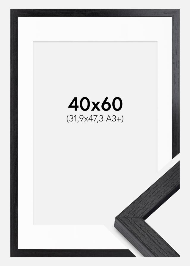 Ram med passepartou BGA Doos Fotolijst Zwart 40x60 cm - Passe-partout Wit 32,9x48,3 cm