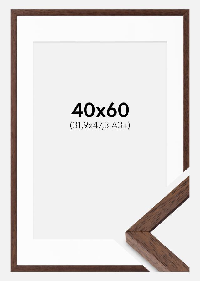 Ram med passepartou Fotolijst Ares Teak 40x60 cm - Passe-partout Wit 32,9x48,3 cm