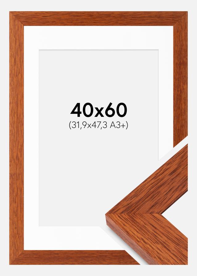 Ram med passepartou Fotolijst Juno Kers 40x60 cm - Passe-partout Wit 32,9x48,3 cm