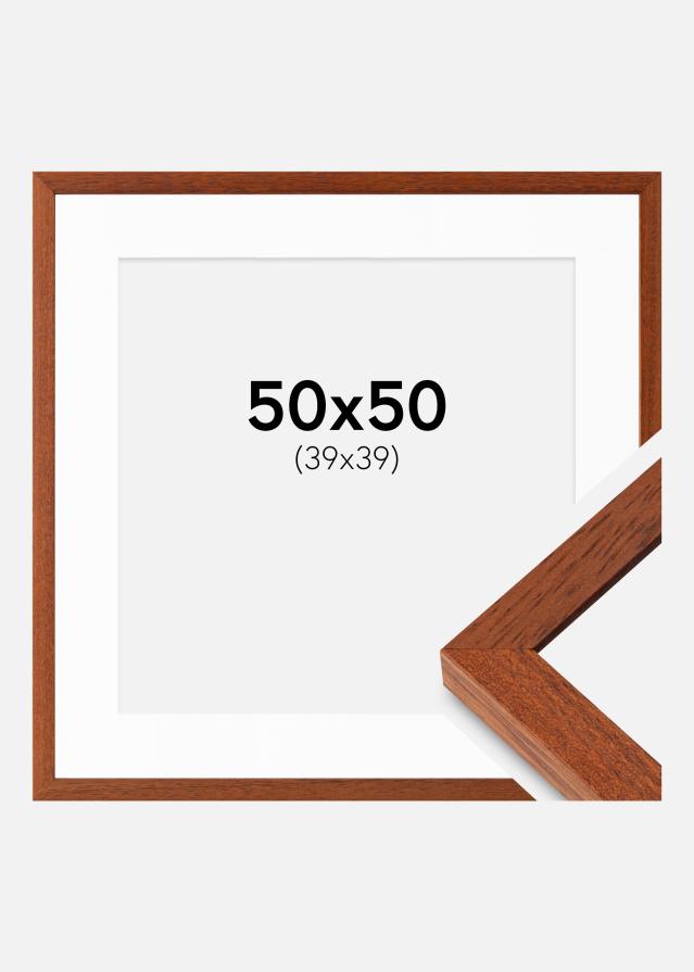 Ram med passepartou Fotolijst Hermes Kers 50x50 cm - Passe-partout Wit 40x40 cm