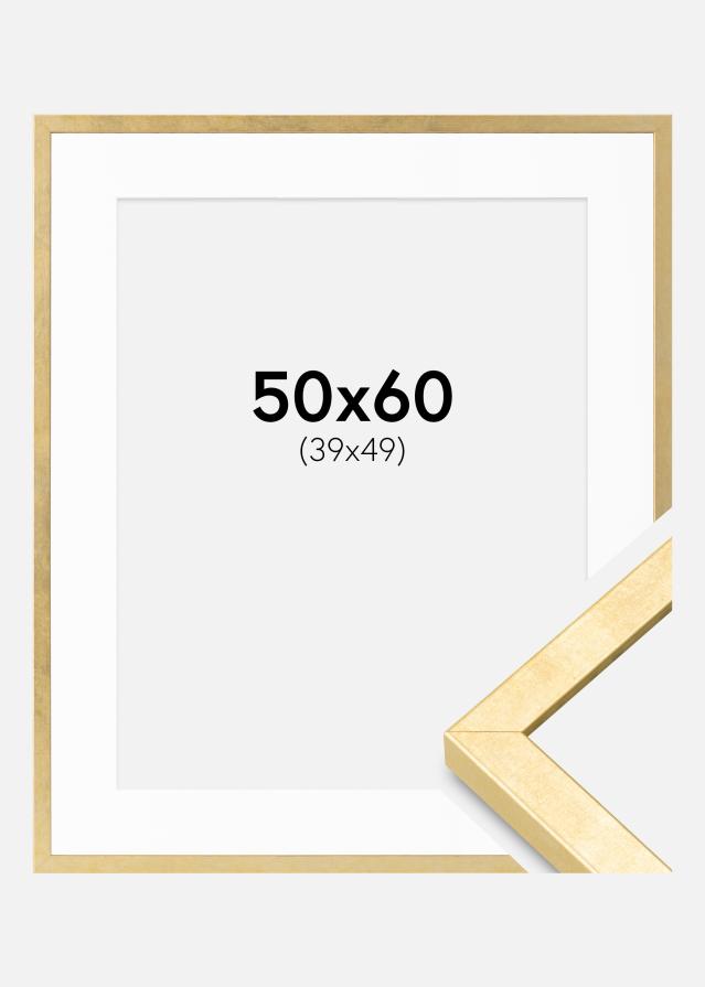 Ram med passepartou Fotolijst Ares Goud 50x60 cm - Passe-partout Wit 40x50 cm