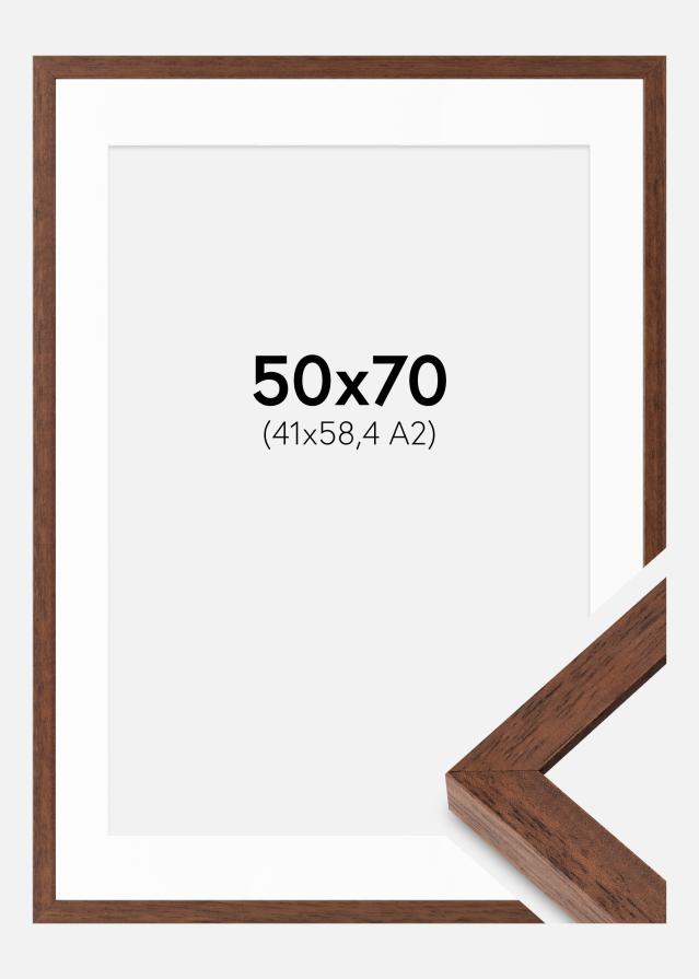 Ram med passepartou Fotolijst Hermes Teak 50x70 cm - Passe-partout Wit 42x59,4 cm