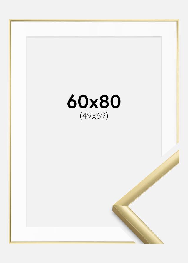 Ram med passepartou Fotolijst New Lifestyle Goud 60x80 cm - Passe-partout Wit 50x70 cm