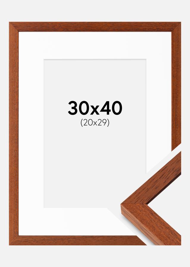 Ram med passepartou Fotolijst Hermes Kers 30x40 cm - Passe-partout Wit 21x30 cm