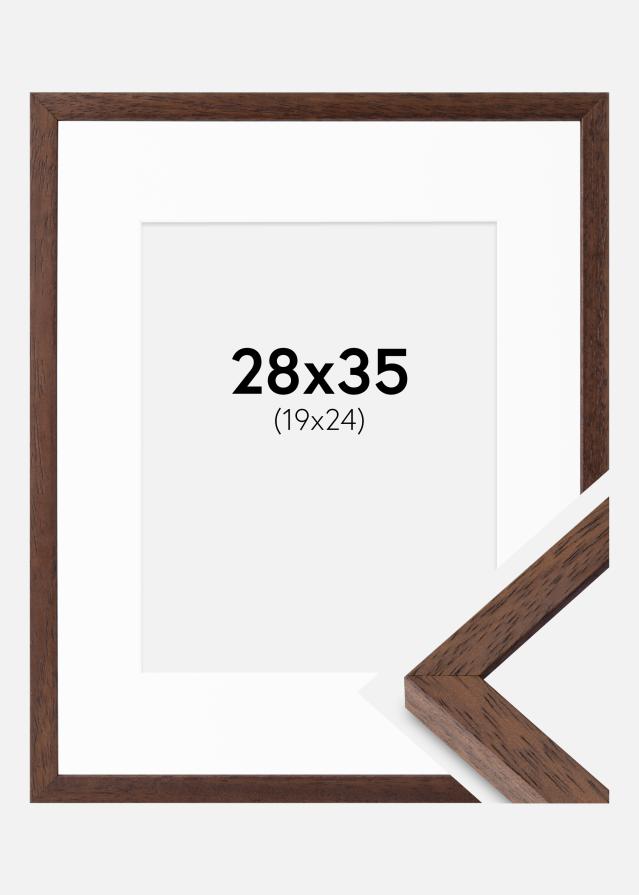 Ram med passepartou Fotolijst Ares Teak 28x35 cm - Passe-partout Wit 20x25 cm