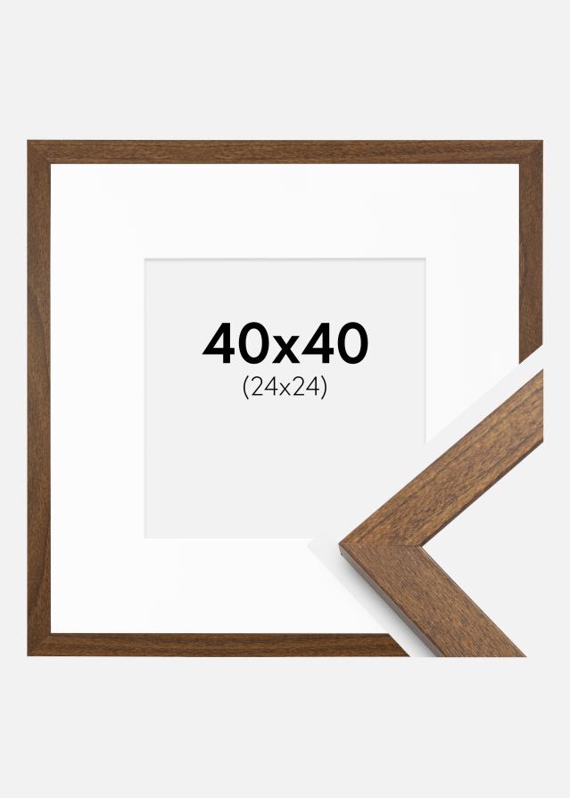 Ram med passepartou Fotolijst Stilren Warm Brown 40x40 cm - Passe-partout Wit 25x25 cm