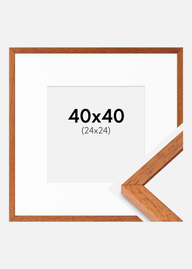 Ram med passepartou Fotolijst Ares Kers 40x40 cm - Passe-partout Wit 25x25 cm