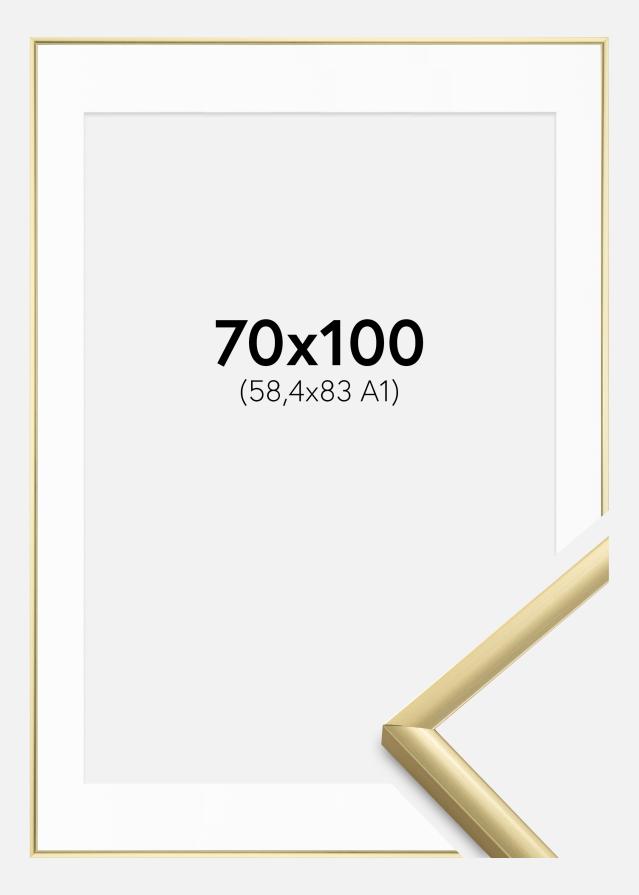 Ram med passepartou Fotolijst New Lifestyle Goud 70x100 cm - Passe-partout Wit 59,4x84 cm (A1)